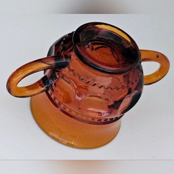 Indiana Glass King's Thumbprint Amber Creamer and Sugar set with Tray - Picture 16 of 16